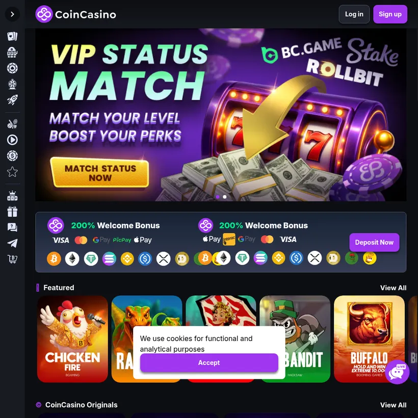 CoinCasino crypto casino homepage